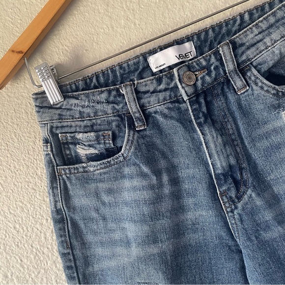 Vervet Jeans Womens 26 Blue Medium Wash Denim Mid Rise Tapered Distressed Ripped - Picture 4 of 12
